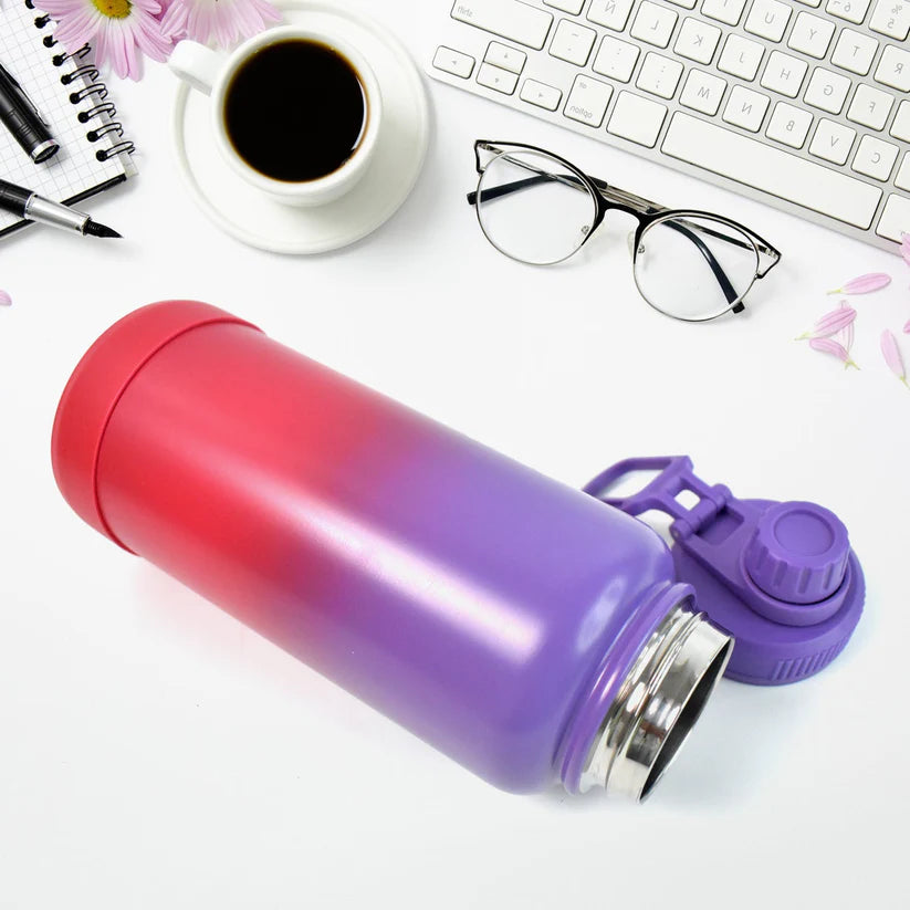 PinkAura Customize Two Tone Pink Stainless Steel Water Bottle (1000ml)