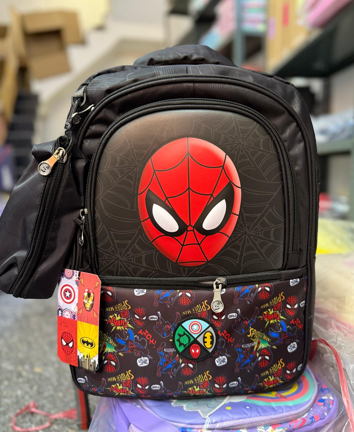 Premium 18-Inch Spider-Themed School Bag with Matching Pouch