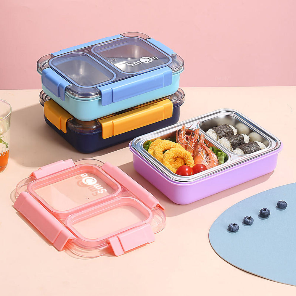 Premium 2-Grid Stainless Steel Lunch Box – Durable, Insulated, and Fun Designs