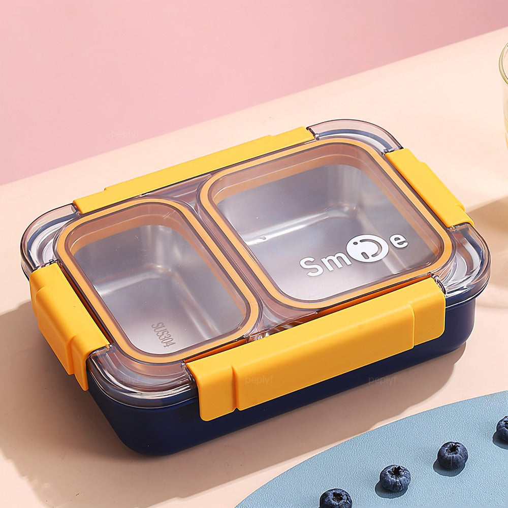 Premium 2-Grid Stainless Steel Lunch Box – Durable, Insulated, and Fun Designs