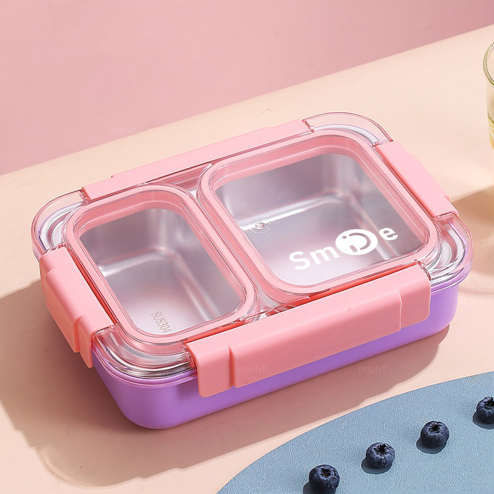 Premium 2-Grid Stainless Steel Lunch Box – Durable, Insulated, and Fun Designs