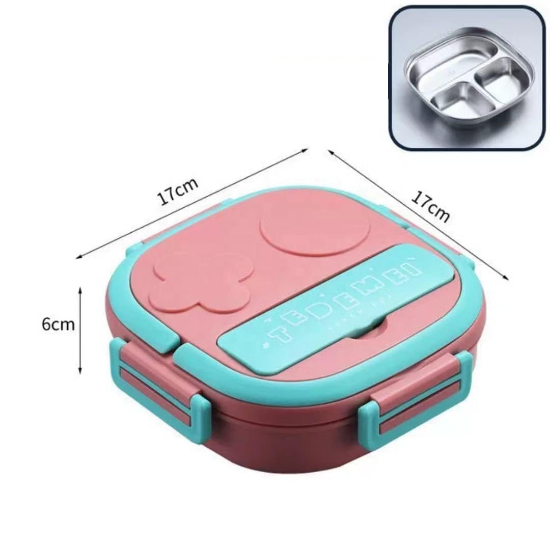 TEDEMEI Kids Bento Lunch Box With Compartments, Stainless Steel, 550 ML