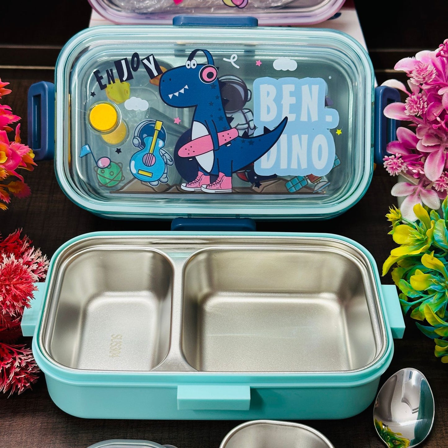 2-Grid Stainless Steel Lunch Box – Durable, Insulated, and Fun
