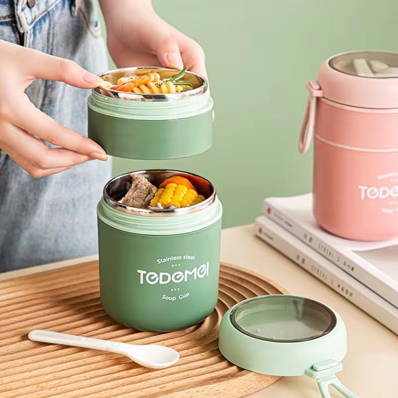 TEDEMEI Stainless Steel Vacuum Insulated Soup Cup (500ML)