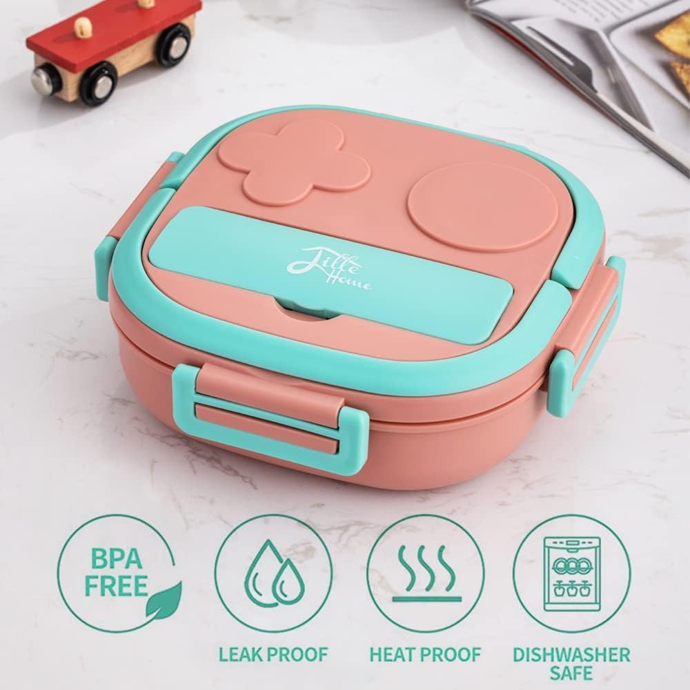TEDEMEI Kids Bento Lunch Box With Compartments, Stainless Steel, 550 ML