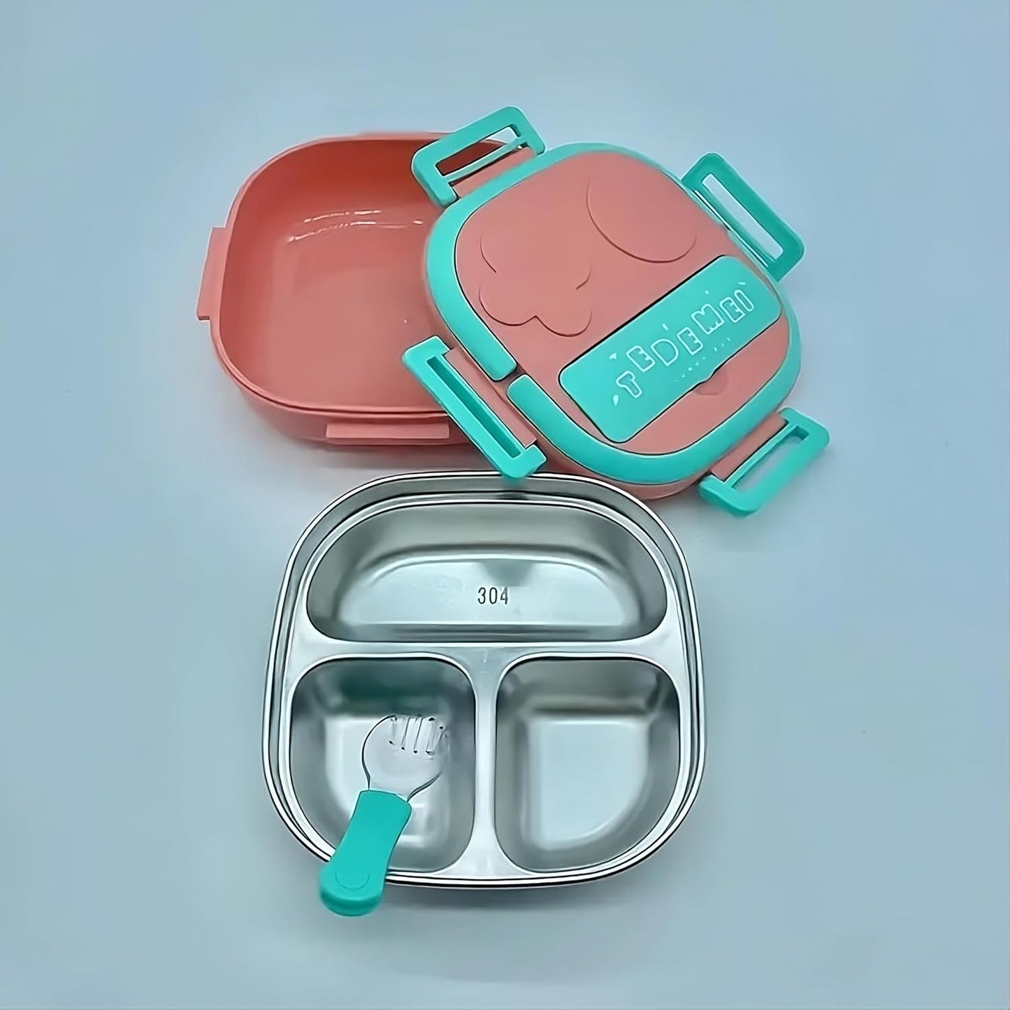 TEDEMEI Kids Bento Lunch Box With Compartments, Stainless Steel, 550 ML