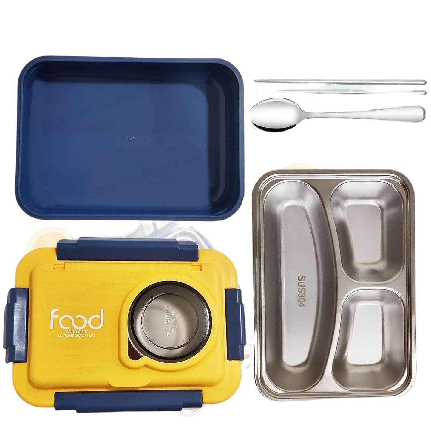 Premium Insulated 3-Compartment Bento Box with Steel Cutlery