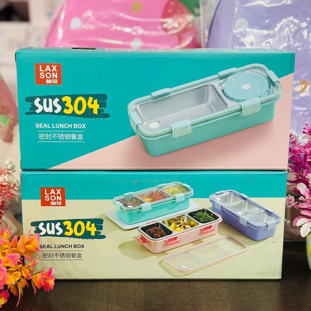 Super Sleek 2-Partition Bento Box with Spoon & Chopsticks (600+150 ML)