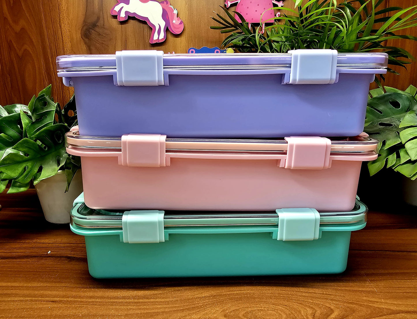 Super Sleek 2-Partition Bento Box with Spoon & Chopsticks (600+150 ML)