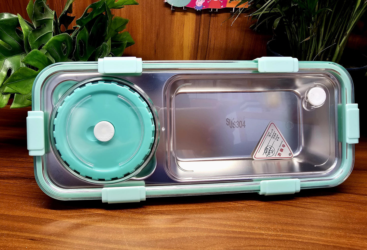 Super Sleek 2-Partition Bento Box with Spoon & Chopsticks (600+150 ML)
