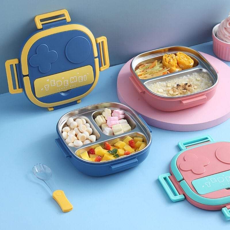 TEDEMEI Kids Bento Lunch Box With Compartments, Stainless Steel, 550 ML