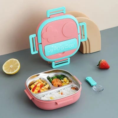 TEDEMEI Kids Bento Lunch Box With Compartments, Stainless Steel, 550 ML