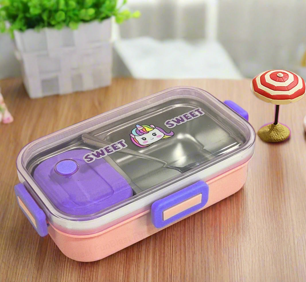 FunBlast 2-Grid Stainless Steel Bento Box with Container