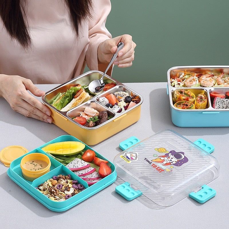 Personalized Insulated Stainless Steel Lunch Box – 3 Compartments, Leak-Proof, 1120ml