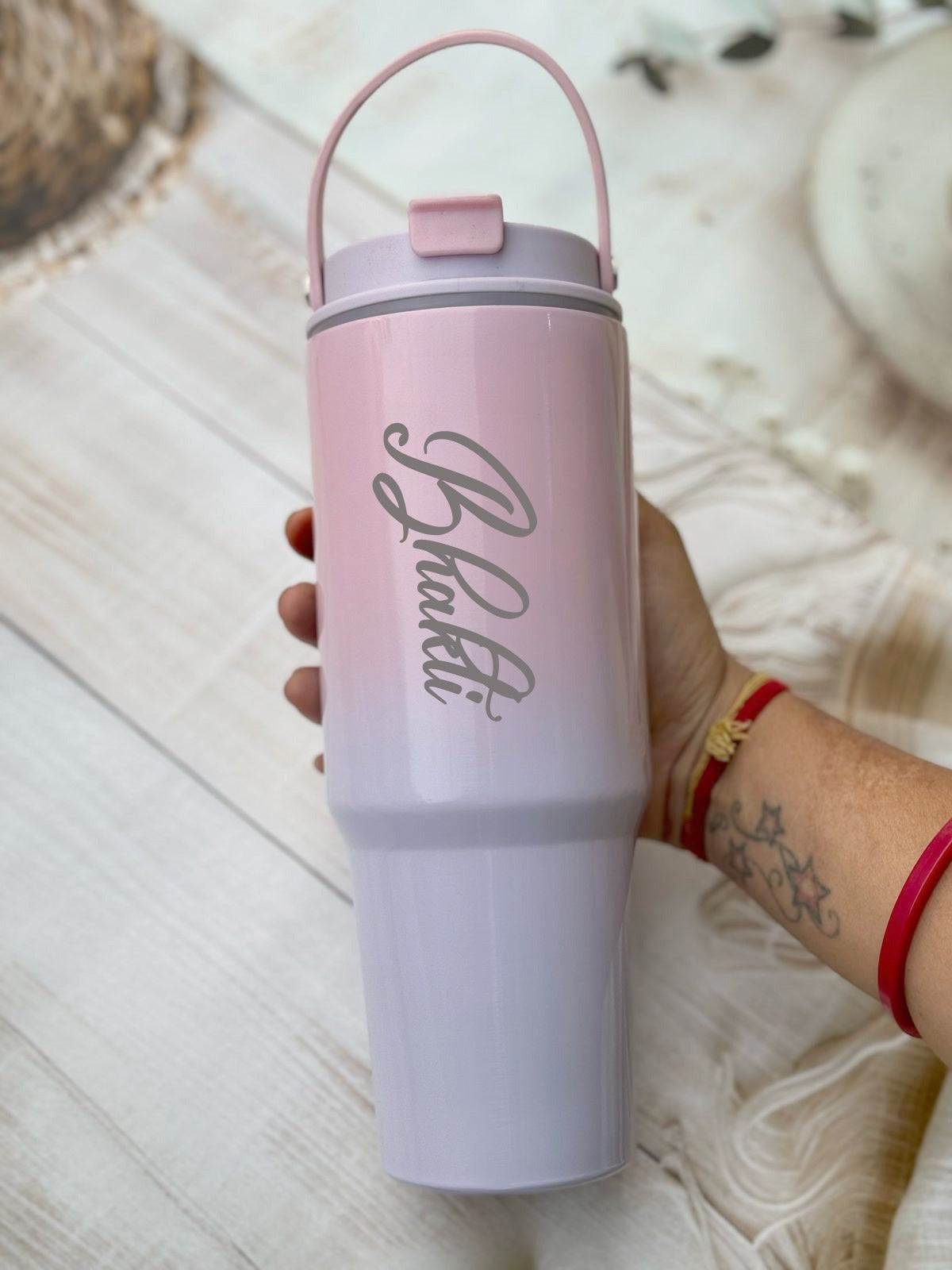 Premium Dual-Tone Stainless Steel Tumbler with Handle (900ml)