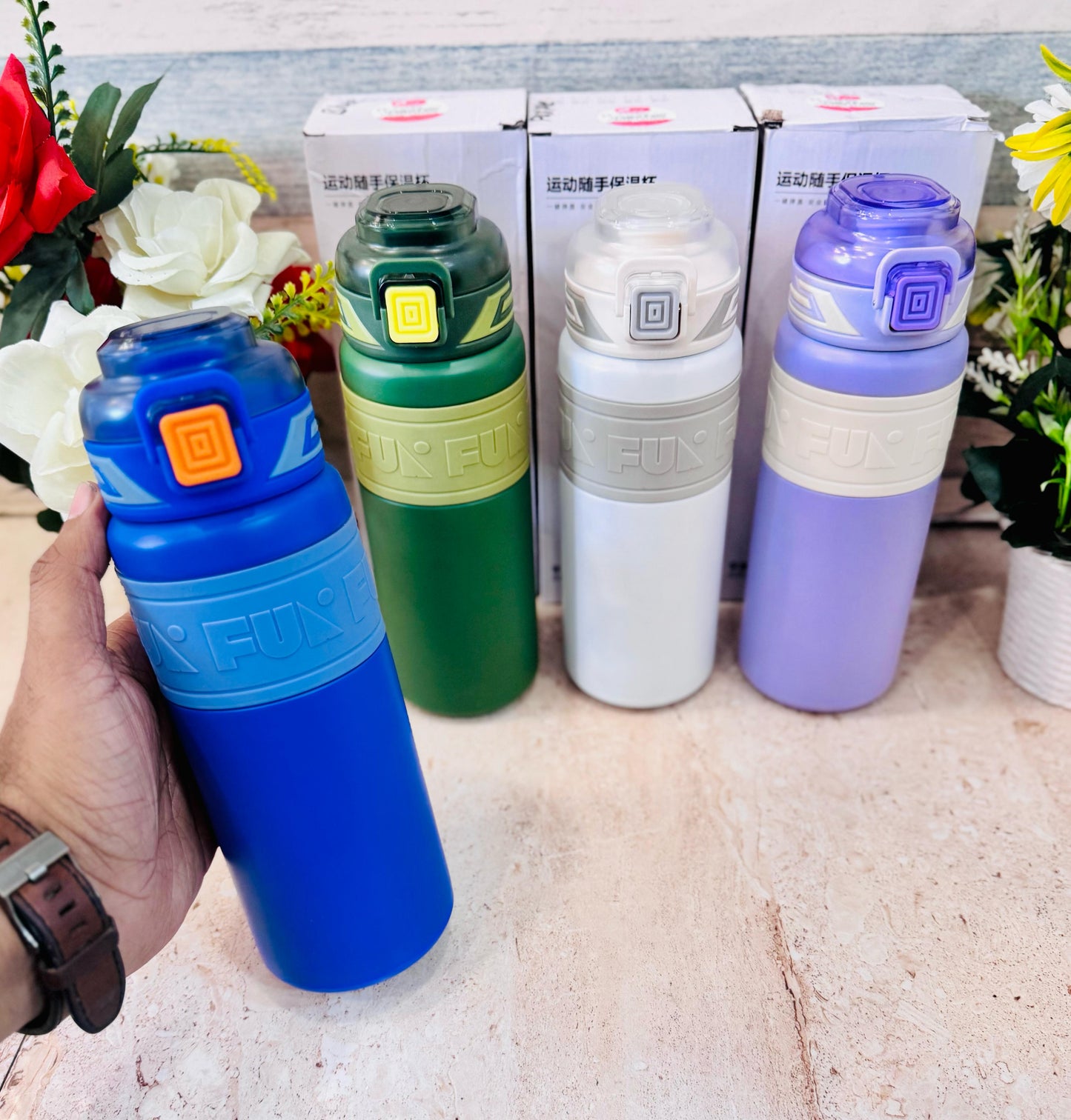 Premium Personalized Insulated Steel Bottle - 680ml, Double Valve, Easy Carry Handle, Leak Proof (SUS 316)