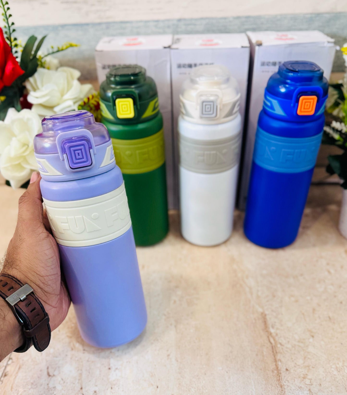 Premium Personalized Insulated Steel Bottle - 680ml, Double Valve, Easy Carry Handle, Leak Proof (SUS 316)