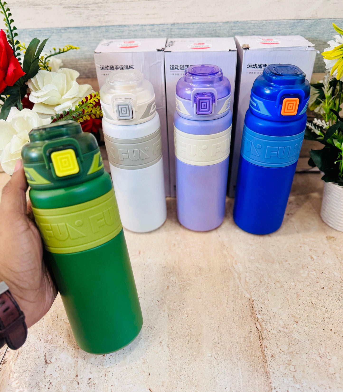 Premium Personalized Insulated Steel Bottle - 680ml, Double Valve, Easy Carry Handle, Leak Proof (SUS 316)