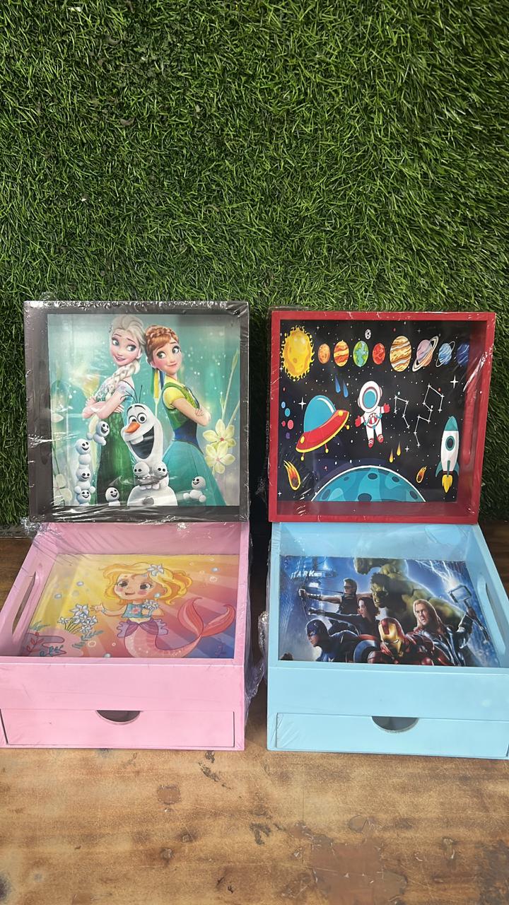 Customizable Wooden Tray with Hidden Drawer