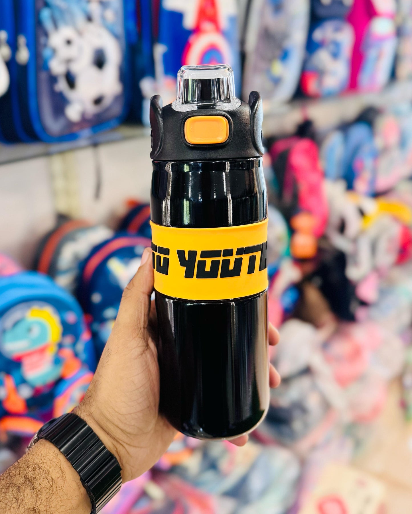 Premium Personalized Insulated Steel Bottle - 680ml, Double Valve, Easy Carry Handle, Leak Proof (SUS 316)