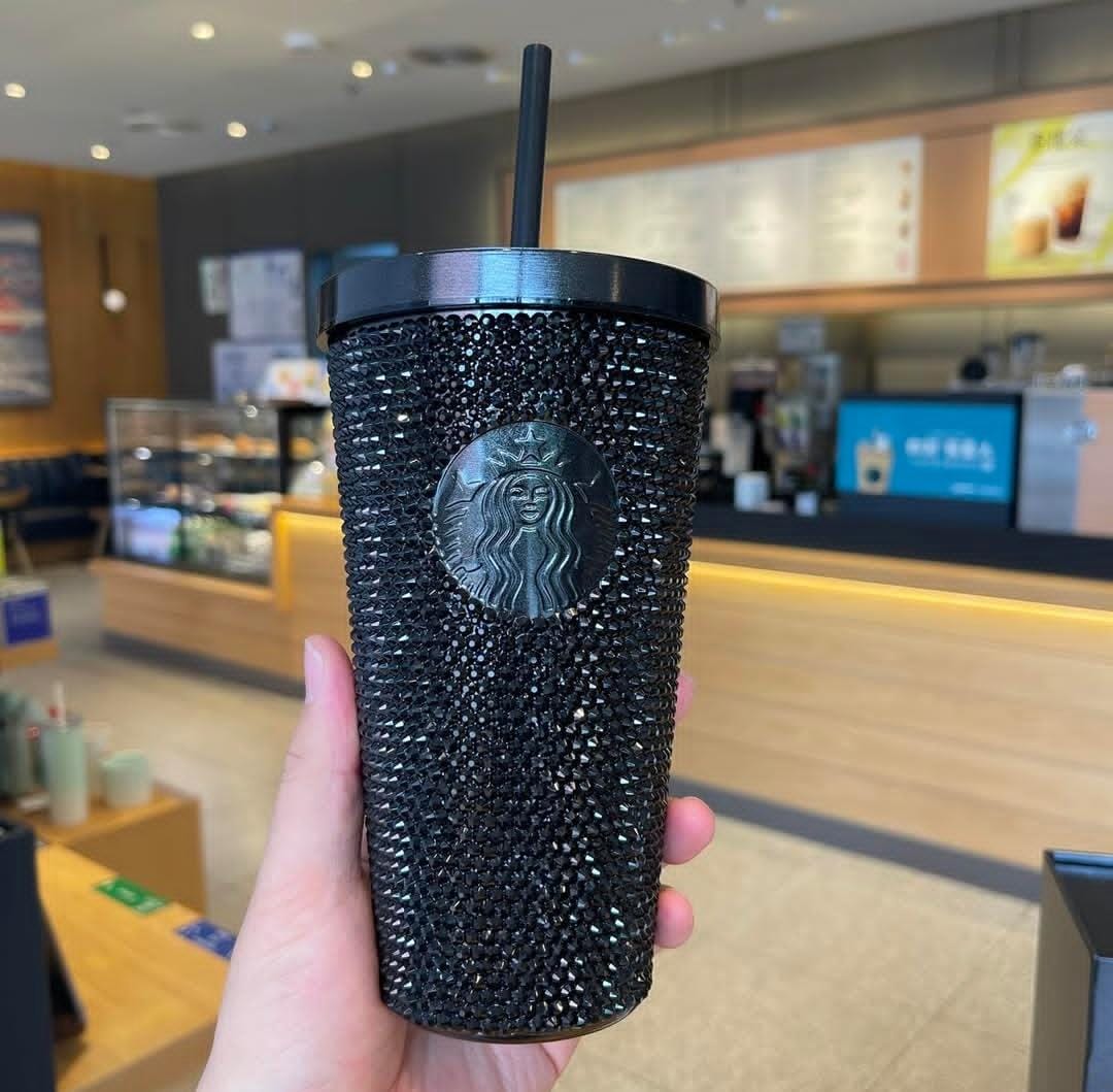 Sparkling Diamond Tumbler – Rhinestone Studded Cold Cup Inspired by Starbucks