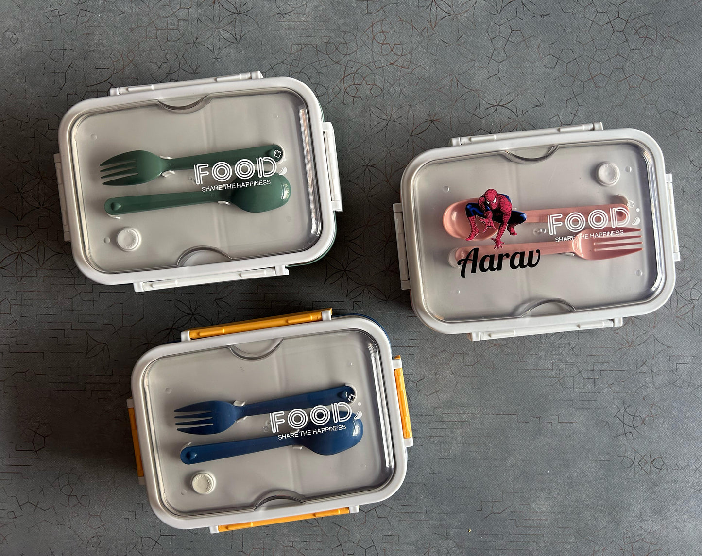Laxson Personalized Stainless Steel Bento Box with Cartoon Character & Name