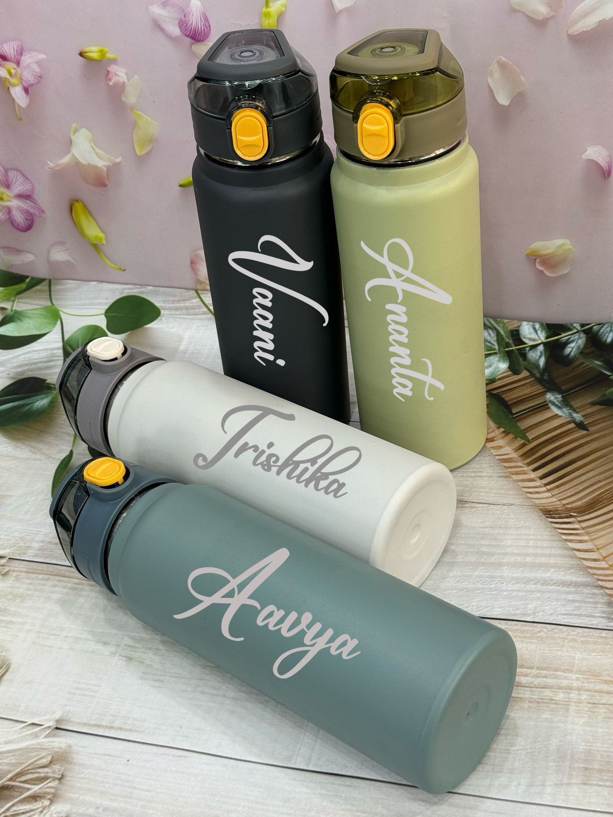 Personalized Double Valve Insulated Stainless Steel Water Bottle with Strap - 800ml
