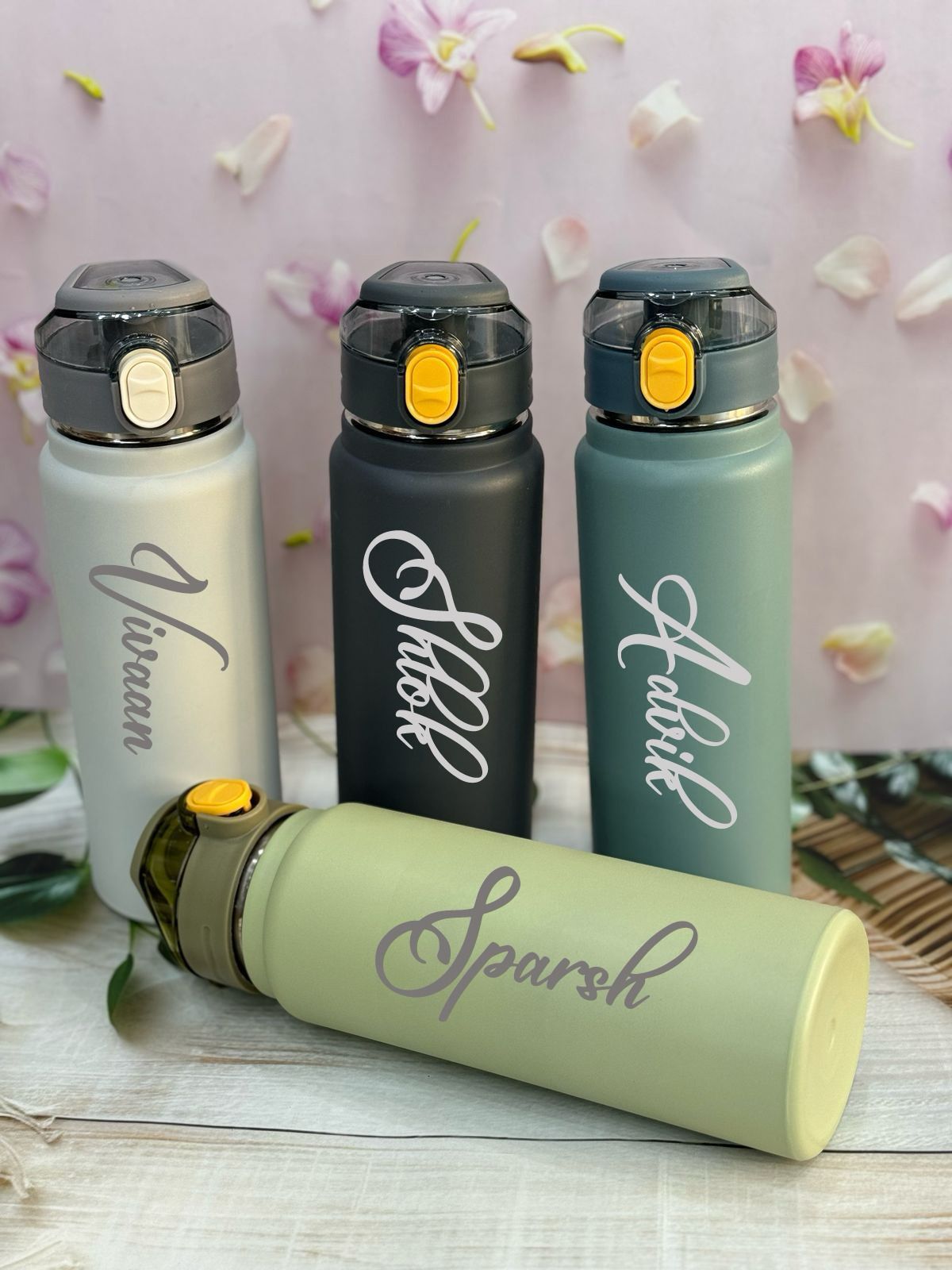 Personalized Double Valve Insulated Stainless Steel Water Bottle with Strap - 800ml