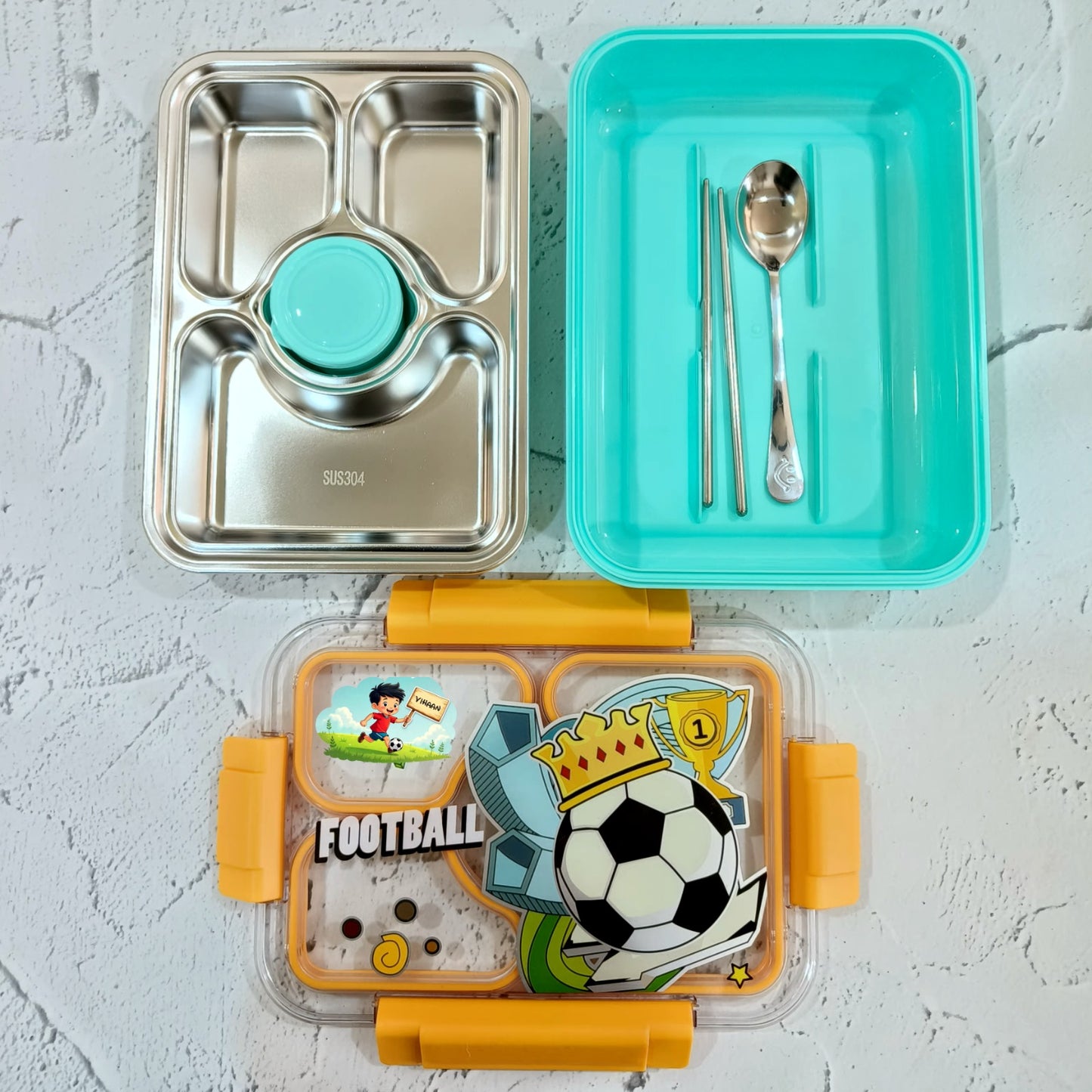 Personalized Printed 4-Compartment Bento Lunch Box