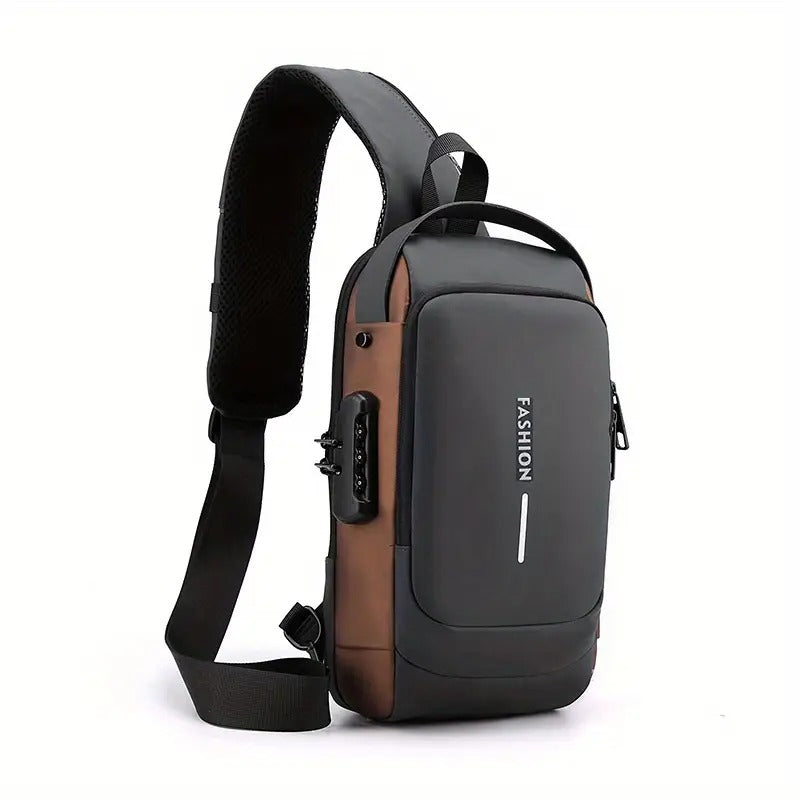 Waterproof Polyester Slim Unisex Crossbody Sling Bag Chest Backpack Men's Shoulder Bag, Leisure Travel Handbag, Hard Shell Anti-Theft Chest Bag