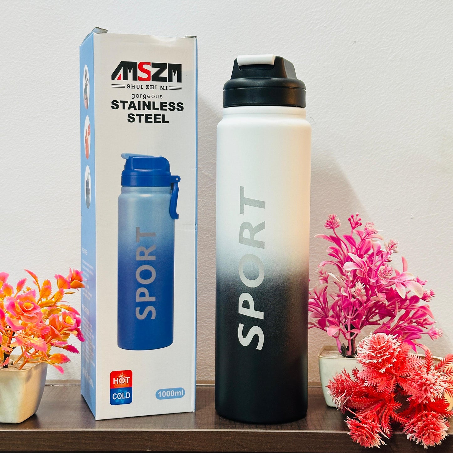1 Litre Stainless Steel Insulated Sipper Bottle with Handle – Hot and Cold Water Flask for Daily Use