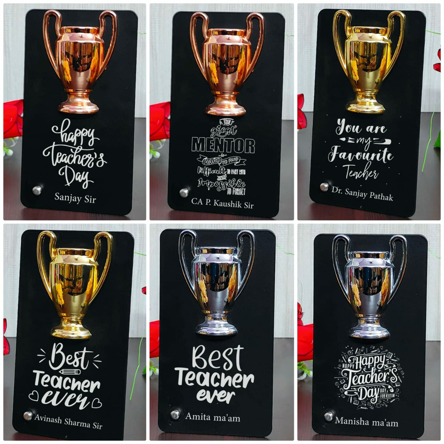 Teacher’s Day Metal Trophy – Customizable Gift