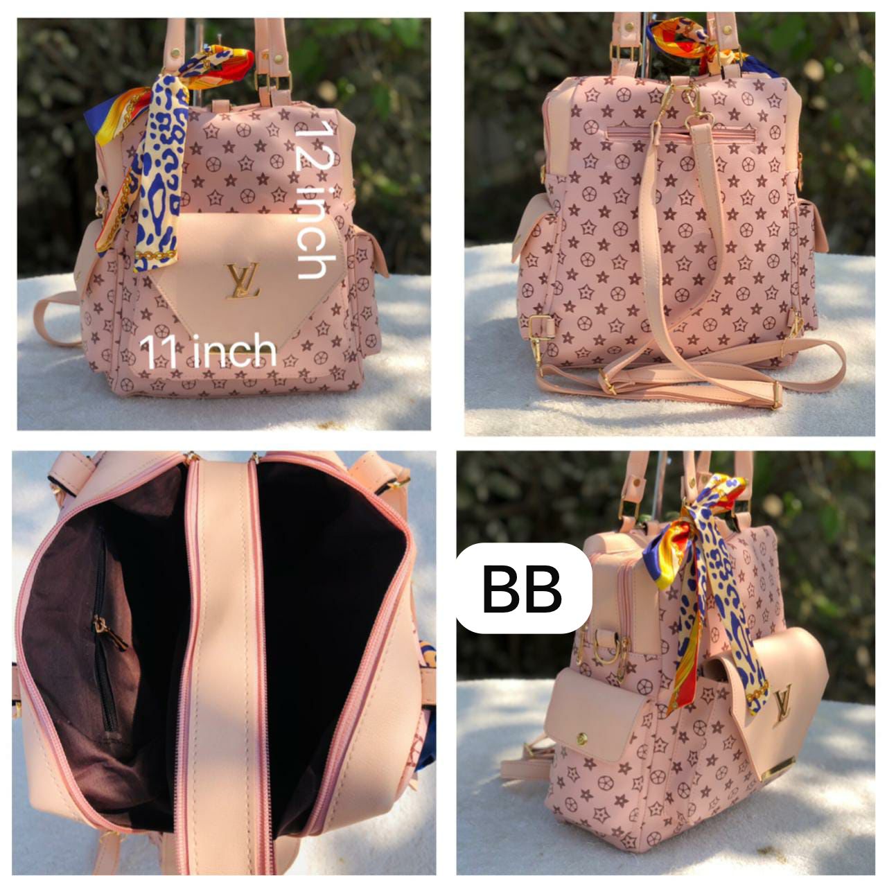 LV 2-in-1 Handbag & Backpack | Vegan PU Leather | Multi-Compartment | 10 x 12.5 inches