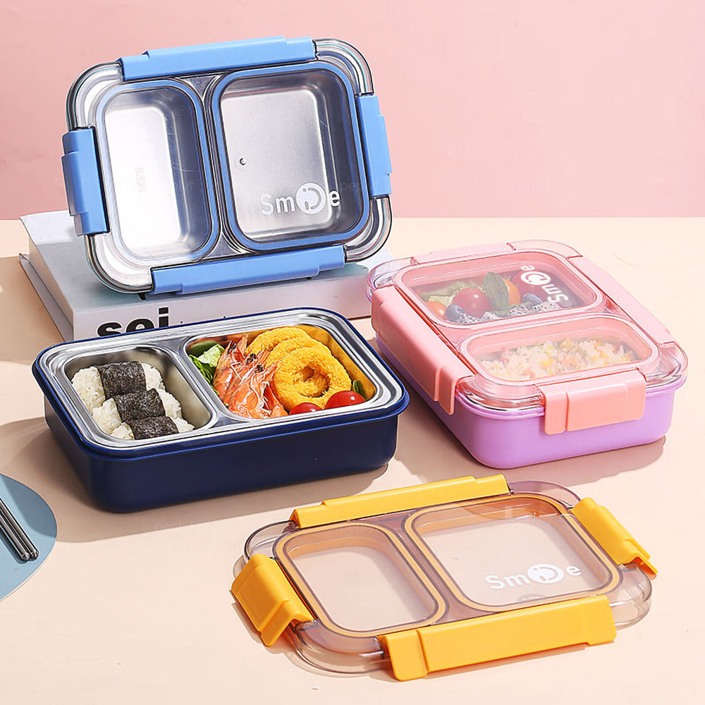 Premium 2-Grid Stainless Steel Lunch Box – Durable, Insulated, and Fun Designs