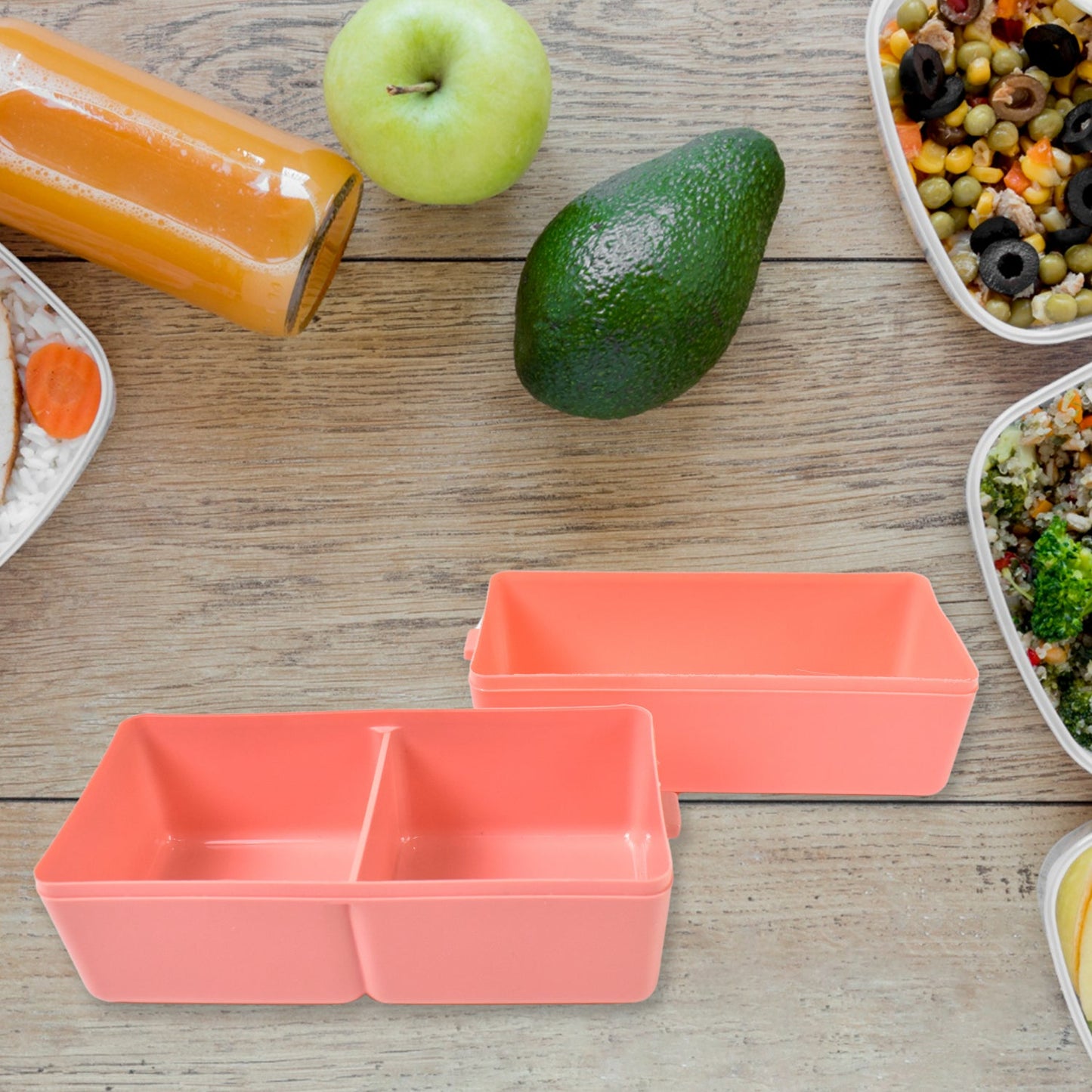 Double Decker Delight: 1400 ML Plastic Bento Lunch Box with Spoon & Fork Set