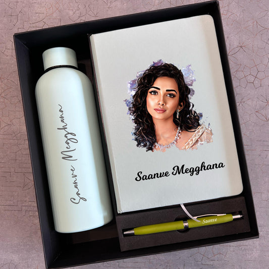 Personalized Gift Set - Bottle, Dairy & Pen