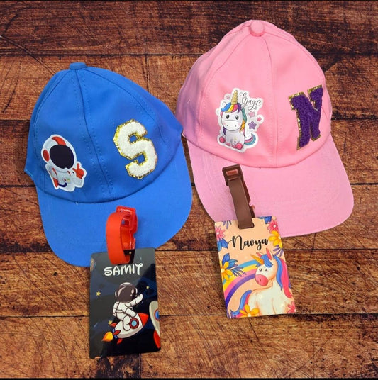 Personalized Cap & Luggage Tag Combo for Kids – A Fun & Functional Gift!
