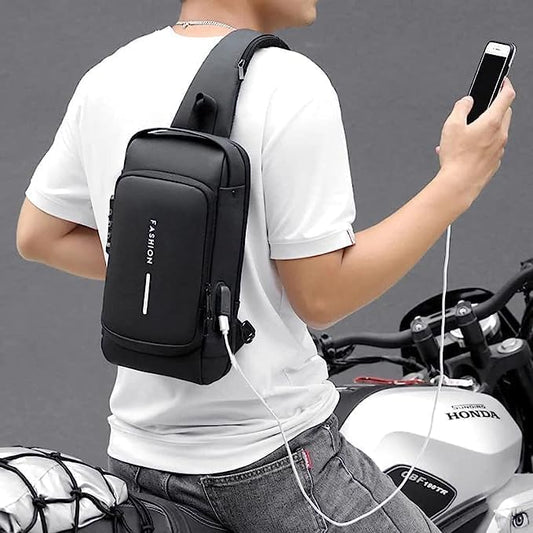 Waterproof Polyester Slim Unisex Crossbody Sling Bag Chest Backpack Men's Shoulder Bag, Leisure Travel Handbag, Hard Shell Anti-Theft Chest Bag