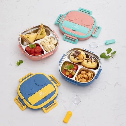 TEDEMEI Kids Bento Lunch Box With Compartments, Stainless Steel, 550 ML