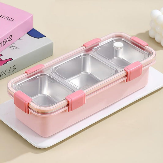 3-Grid Bento Lunch Box – Stylish, Leakproof & Portable Meal Companion!
