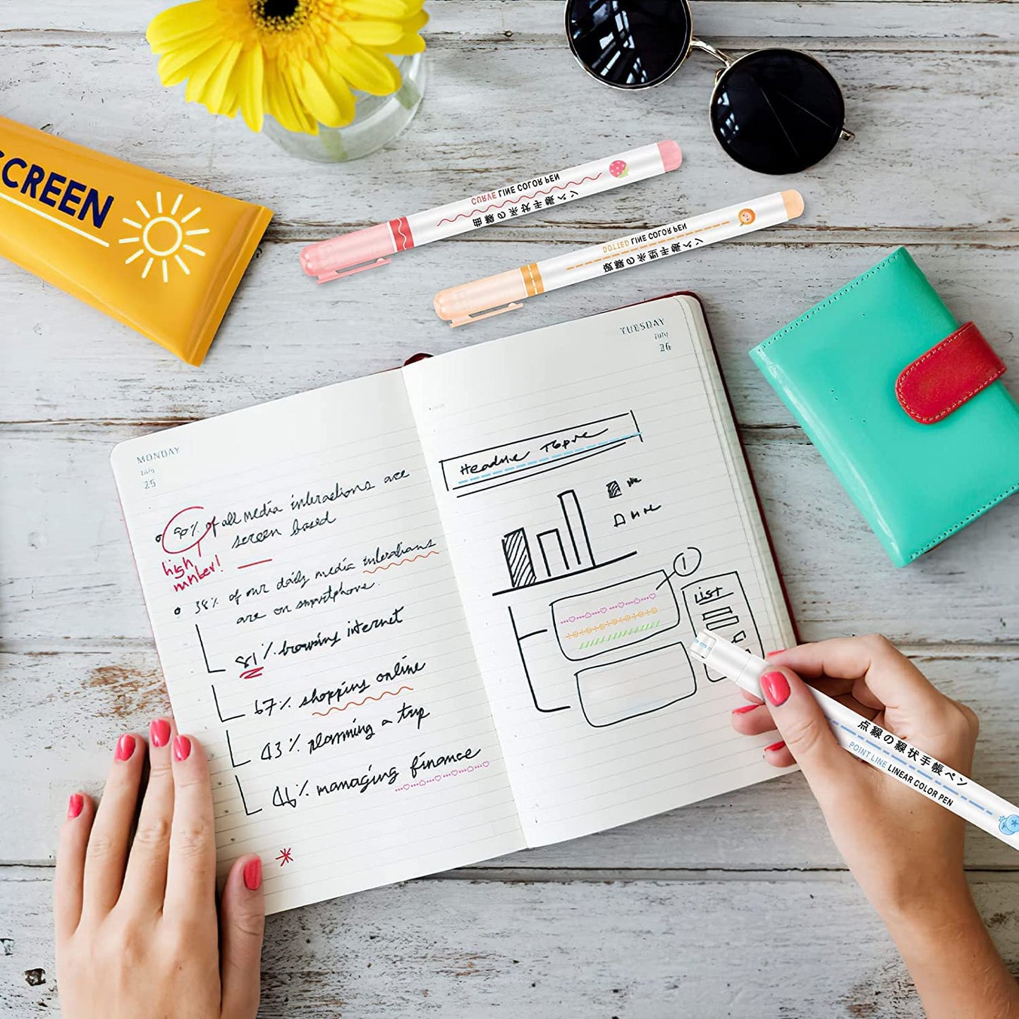 Linear Line Art Pens — Pack of 6
