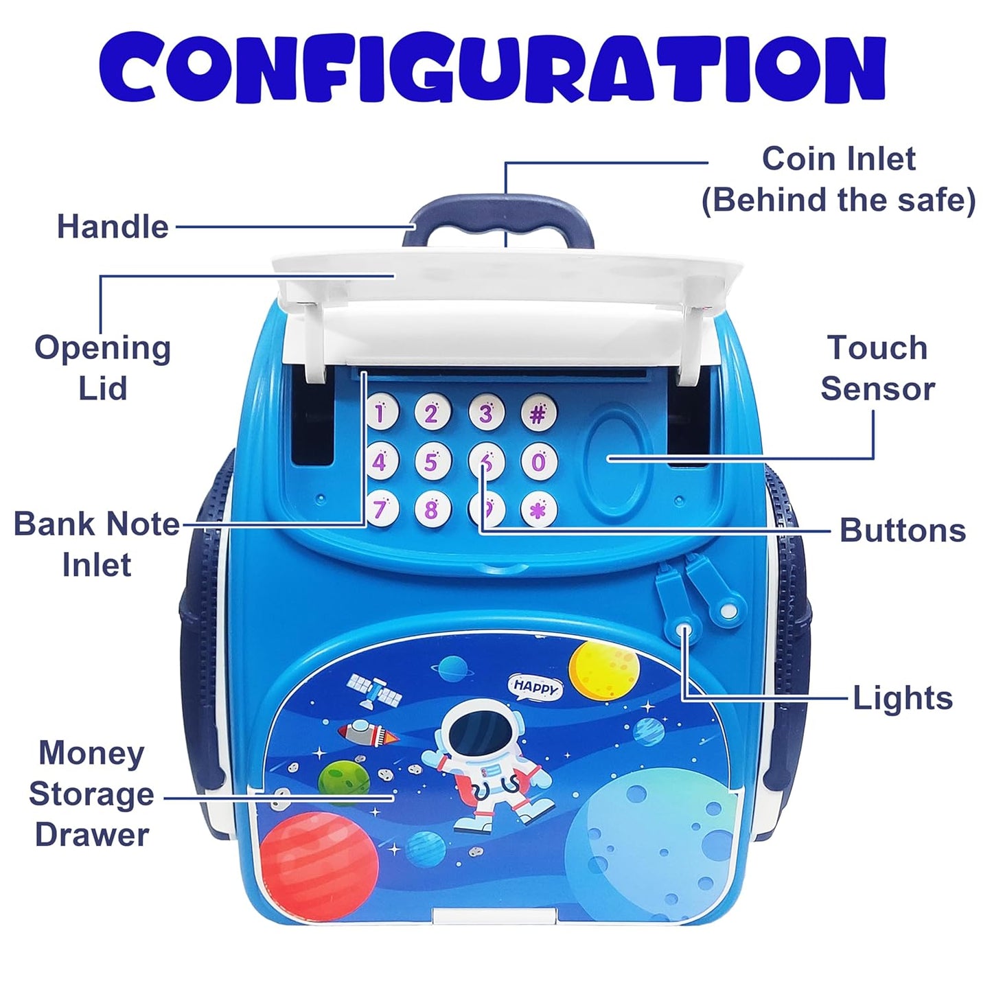 Modern Money Safe Musical Piggy Bank Toy for Kids and Adults - The Mini ATM with Number Password and Touch Sensor Feature for Saving Real Money and Cash Coins