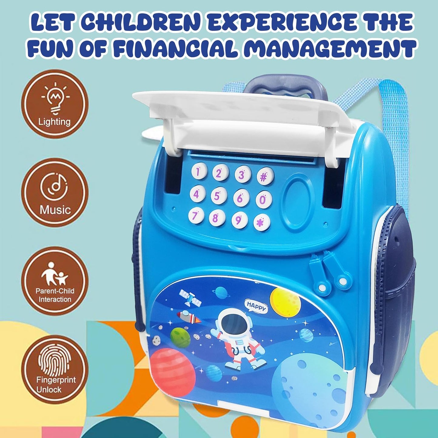 Modern Money Safe Musical Piggy Bank Toy for Kids and Adults - The Mini ATM with Number Password and Touch Sensor Feature for Saving Real Money and Cash Coins