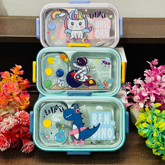 2-Grid Stainless Steel Lunch Box – Durable, Insulated, and Fun