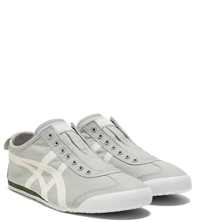Grey Onitsuka Tiger Men’s Grey Slip-On Sneakers with Rubber Sole and Textile Upper