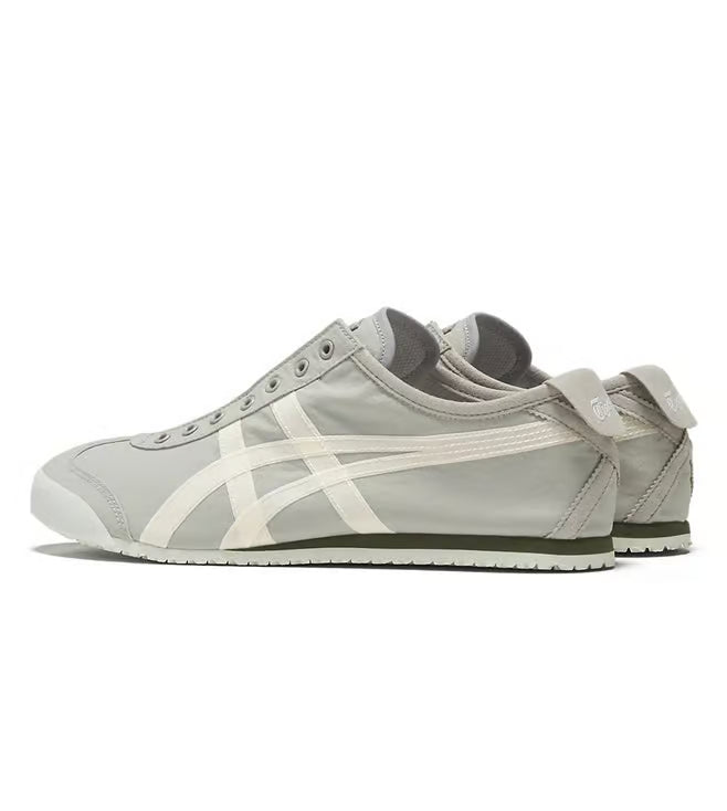 Grey Onitsuka Tiger Men’s Slip-On Sneakers with Rubber Sole and Textile Upper