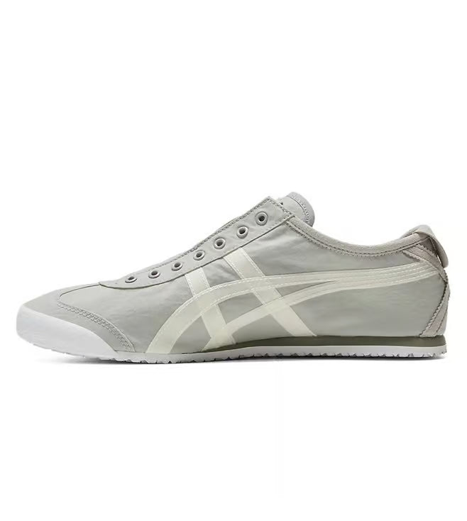 Grey Onitsuka Tiger Men’s Slip-On Sneakers with Rubber Sole and Textile Upper