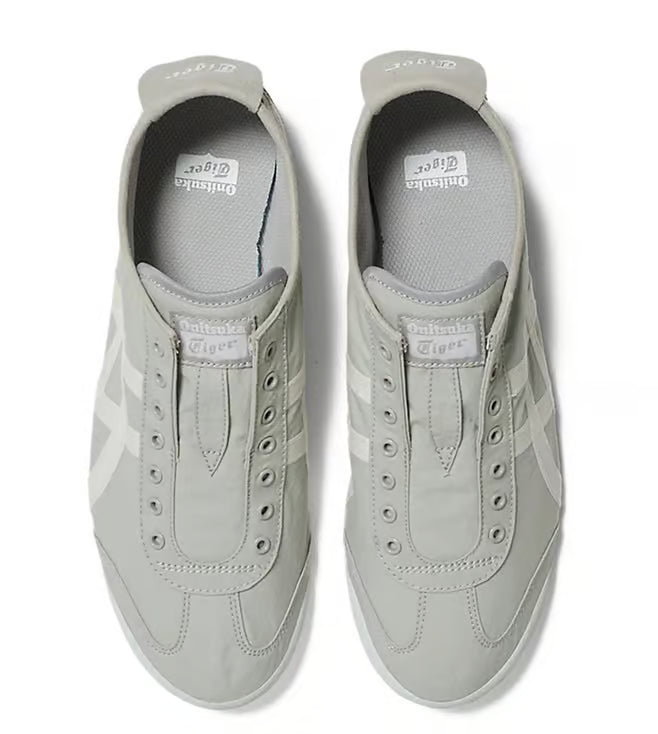 Grey Onitsuka Tiger Men’s Slip-On Sneakers with Rubber Sole and Textile Upper