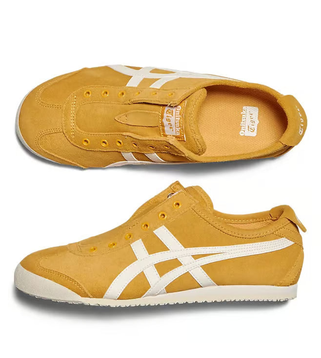 Onitsuka Tiger Men’s Grey Slip-On Sneakers with Rubber Sole and Textile Upper