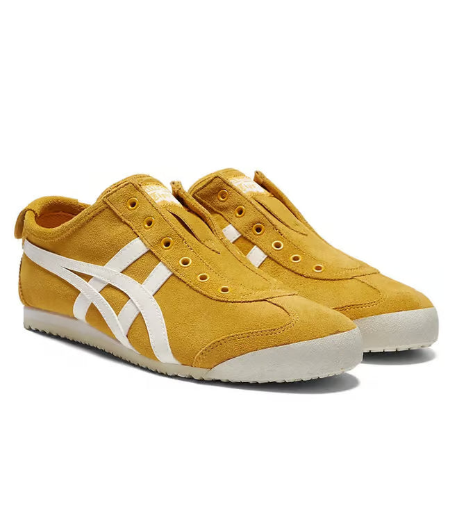 Brown Onitsuka Tiger Men’s Slip-On Sneakers with Rubber Sole and Textile Upper